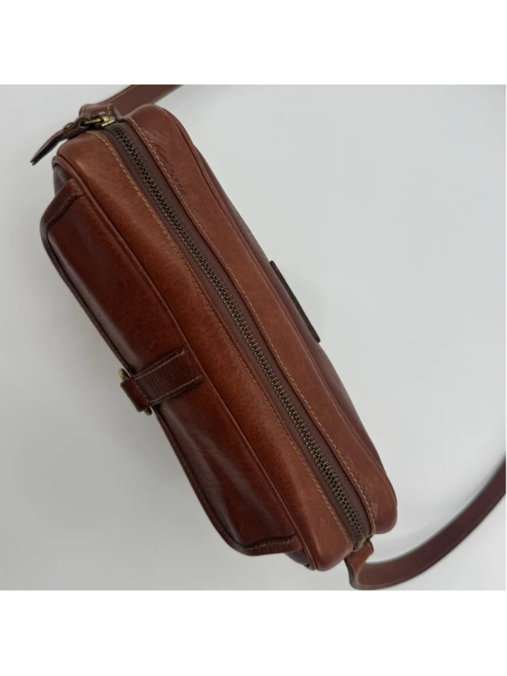 Vintage Archival Ralph Lauren Cognac Leather Crossbody Camera Bag Unisex